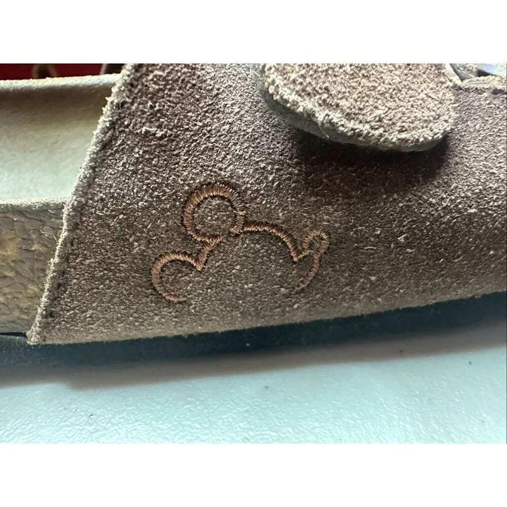 Disney Women's Brown Suede Leather Buckle Cork Sole Strap Sandals Size 8 - Picture 4 of 6